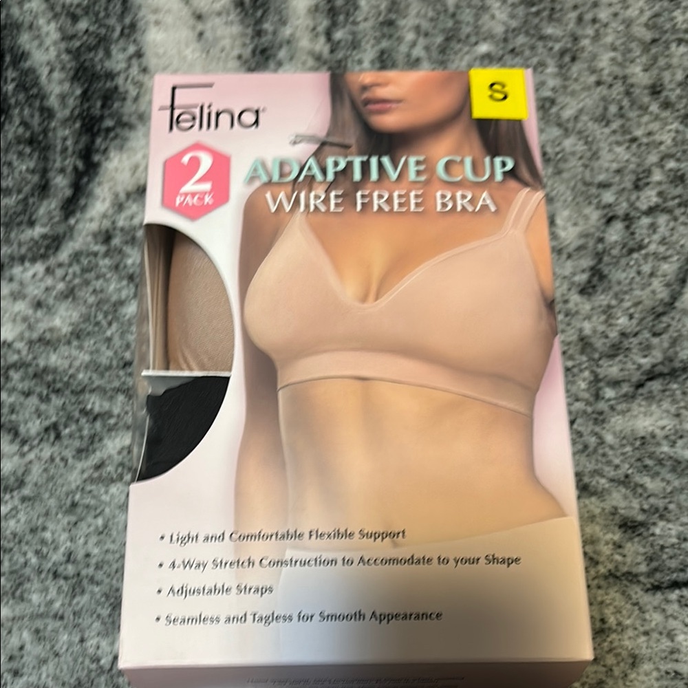 2-pack Felina Adaptive Cup Wire Free Bra - Nude /BLACK open box